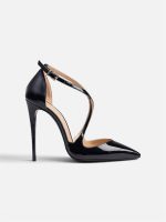 SHOES QUEEN BLACK PATENT LEATHER WITH STRAPS