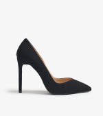 STABLE-HEELED WOMEN'S SHOES MADE OF GENUINE BLACK SUEDE