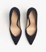 STABLE-HEELED WOMEN'S SHOES MADE OF GENUINE BLACK SUEDE - Image 3