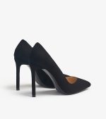 STABLE-HEELED WOMEN'S SHOES MADE OF GENUINE BLACK SUEDE - Image 4
