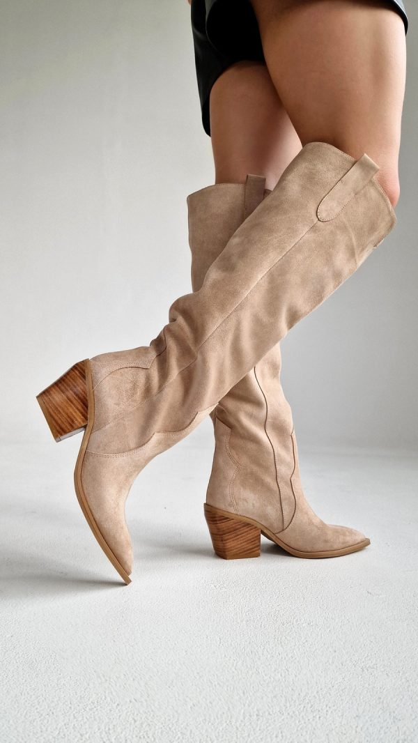 COSSACKS HIGH IN NATURAL SUEDE BEIGE COLOR - Image 1