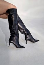 BLACK GENUINE LEATHER BOOTS WITH A 7 CM HEEL - Image 3