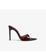 MULES BELLA BLACK PATENT LEATHER RED INSOLE