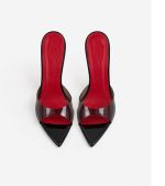 MULES BELLA BLACK PATENT LEATHER RED INSOLE - Image 3