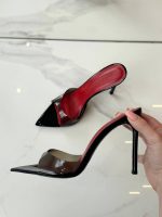 MULES MADE OF GENUINE PATENT LEATHER IN BLACK WITH SILICONE INSERT AND RED INSOLE