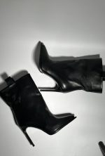 BLACK GENUINE LEATHER ANKLE BOOTS WITH A STABLE HEEL - Image 3