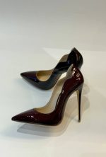 BURGUNDY PATENT LEATHER SHOES WITH WAVE