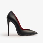 SHOES QUEEN BLACK LEATHER, RED INSOLE