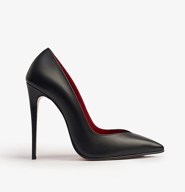 ТУФЛИ QUEEN ЧЕРНАЯ КОЖА КРАСНАЯ СТЕЛЬКА