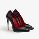 SHOES QUEEN BLACK LEATHER, RED INSOLE - Image 2