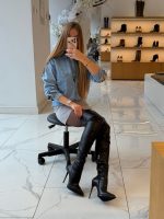 OVER-THE-KNEE BOOTS IN BLACK GENUINE LEATHER - Image 2