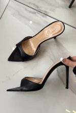 MULES BELLA BLACK LEATHER