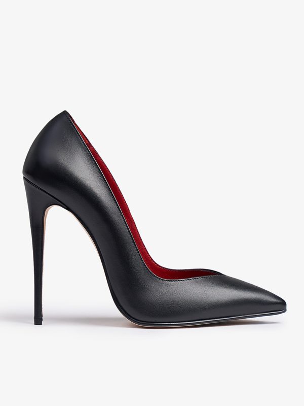 SHOES QUEEN BLACK LEATHER RED INSOLE